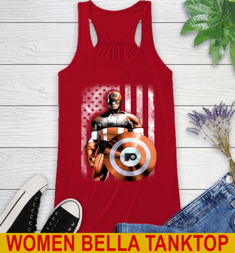 Philadelphia Flyers NHL Hockey Captain America Marvel Avengers American Flag Shirt Racerback Tank 4