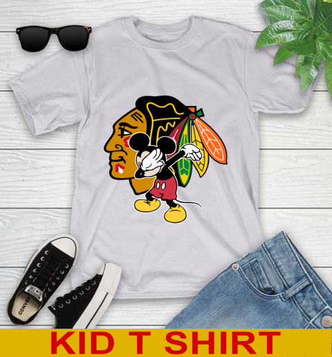 Chicago Blackhawks NHL Hockey Dabbing Mickey Disney Sports Youth T-Shirt 5