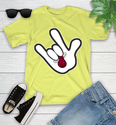 Miami Heat NBA Basketball Mickey Rock Hand Disney Youth T-Shirt 8