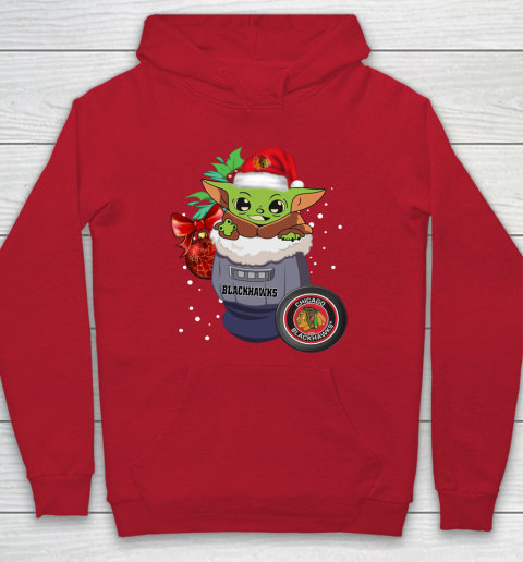 Chicago Blackhawks Christmas Baby Yoda Star Wars Funny Happy NHL Hoodie 10