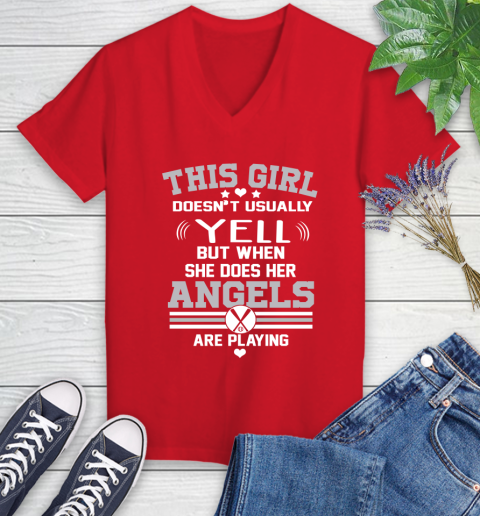 Los Angeles Angels MLB Baseball I Yell When My Team Is Playing Women's V-Neck T-Shirt 11