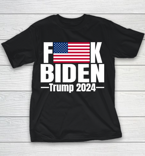Fuck Biden American Flag Trump 2024 Youth T-Shirt