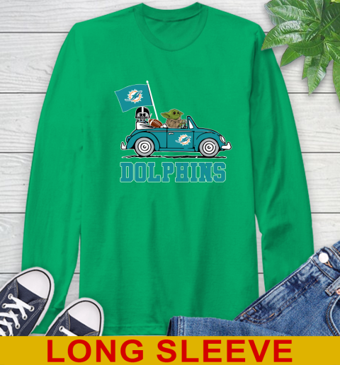 NFL Football Miami Dolphins Darth Vader Baby Yoda Driving Star Wars Shirt Long Sleeve T-Shirt 7