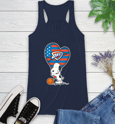 Oklahoma City Thunder NBA Basketball The Peanuts Movie Adorable Snoopy Racerback Tank 10