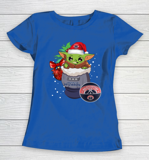 Washington Wizards Christmas Baby Yoda Star Wars Funny Happy NBA Women's T-Shirt 9