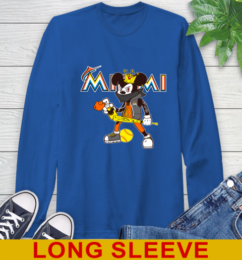 Miami Marlins MLB Baseball Mickey Peace Sign Sports Long Sleeve T-Shirt 9