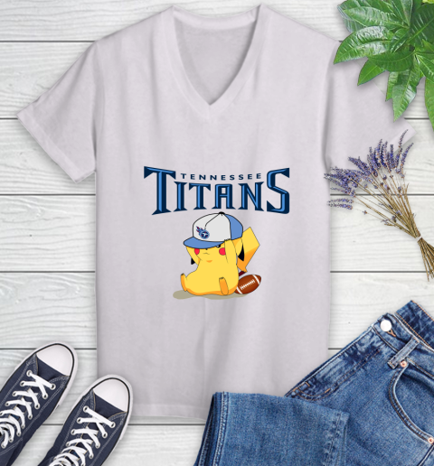 NFL Pikachu Football Tennessee Titans Women's V-Neck T-Shirt