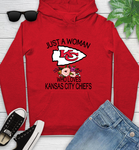 NFL Just A Woman Who Loves Kansas City Chiefs Football Sports Youth Hoodie 7