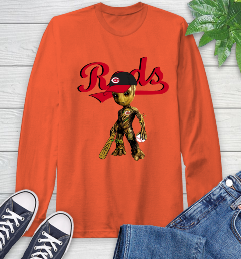 MLB Cincinnati Reds Groot Guardians Of The Galaxy Baseball Long Sleeve T-Shirt 5