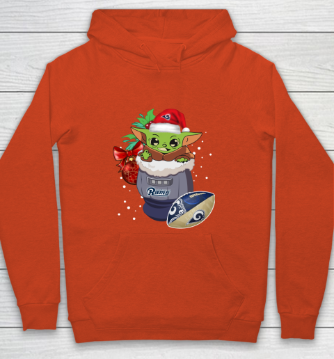 Los Angeles Rams Christmas Baby Yoda Star Wars Funny Happy NFL Youth Hoodie 4
