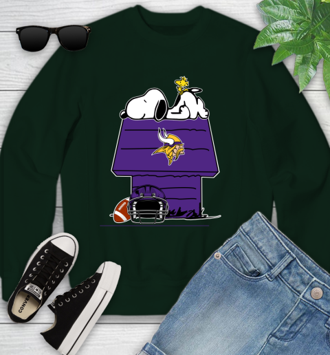 Minnesota Vikings NFL Football Snoopy Woodstock The Peanuts Movie Youth Sweatshirt 10
