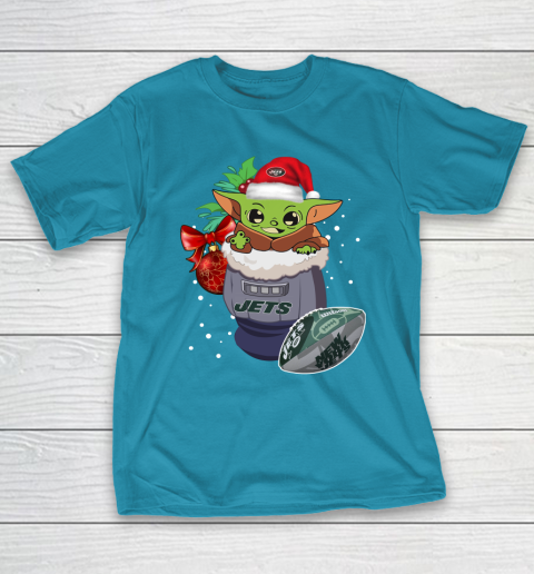 New York Jets Christmas Baby Yoda Star Wars Funny Happy NFL T-Shirt 8