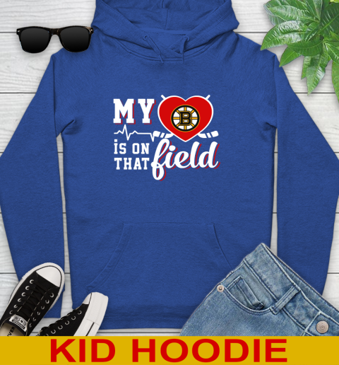 NHL My Heart Is On That Field Hockey Sports Boston Bruins Youth Hoodie 10
