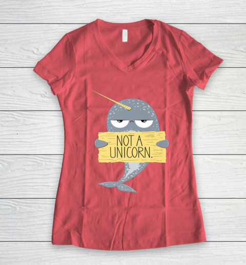 Not A Unicorn Cute Funny Narwhal Graphic Women's V-Neck T-Shirt 6