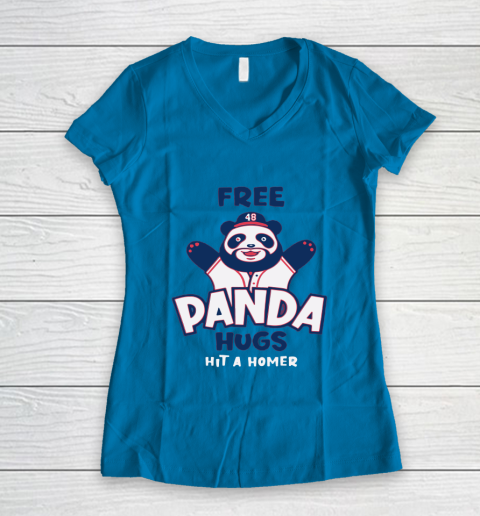 Free Panda Hugs Braves Women's V-Neck T-Shirt 4
