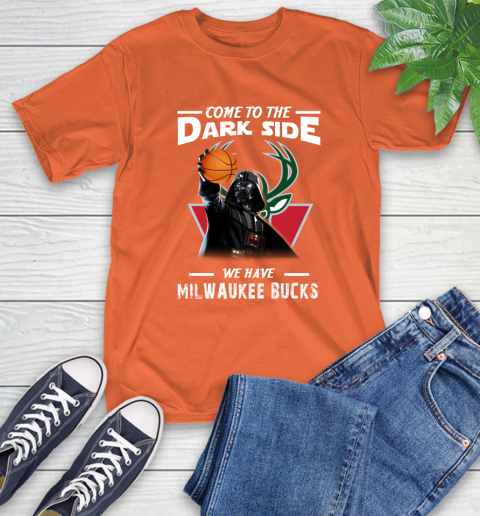 NBA Come To The Dark Side We Have Milwaukee Bucks Star Wars Darth Vader Basketball T-Shirt 4