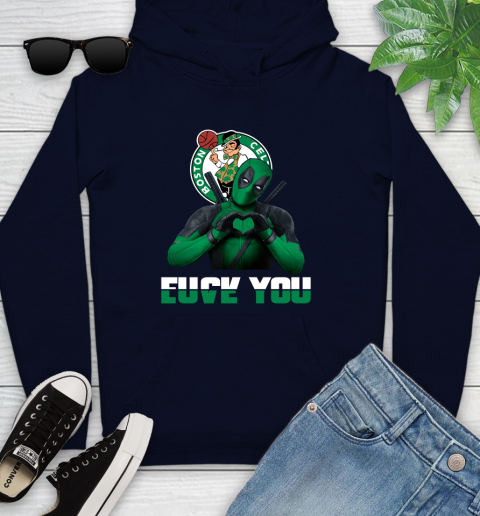 NBA Boston Celtics Deadpool Love You Fuck You Basketball Sports Youth Hoodie 3