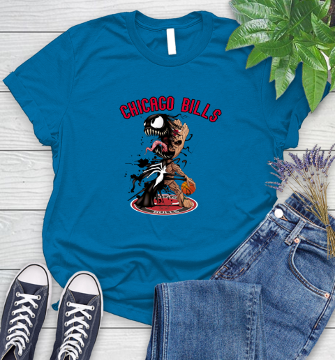 NBA Chicago Bulls Basketball Venom Groot Guardians Of The Galaxy Women's T-Shirt 7