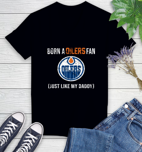 NHL Edmonton Oilers Hockey Loyal Fan Just Like My Daddy Shirt Women's V-Neck T-Shirt NHL Edmonton Oilers Hockey Loyal Fan Just Like My Daddy Shirt Women's V-Neck T-Shirt