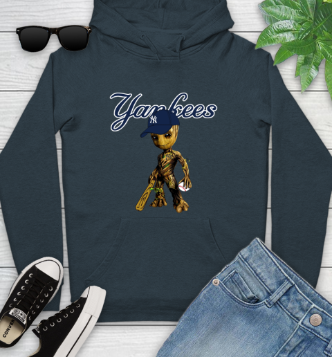 MLB New York Yankees Groot Guardians Of The Galaxy Baseball Youth Hoodie 8