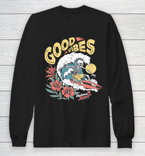 Good Vibes Skeleton Surfer Long Sleeve T-Shirt