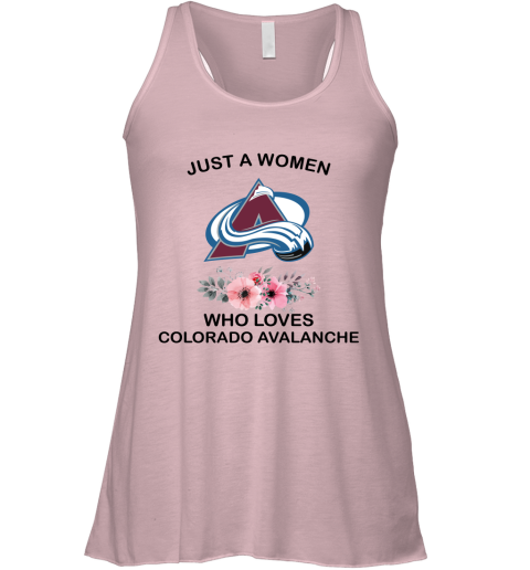 NHL Just A Woman Who Loves Colorado Avalanche Hockey Sports Racerback Tank