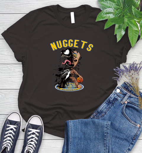 NBA Denver Nuggets Basketball Venom Groot Guardians Of The Galaxy Women's T-Shirt 8