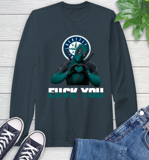 MLB Seattle Mariners Deadpool Love You Fuck You Baseball Sports Long Sleeve T-Shirt 9