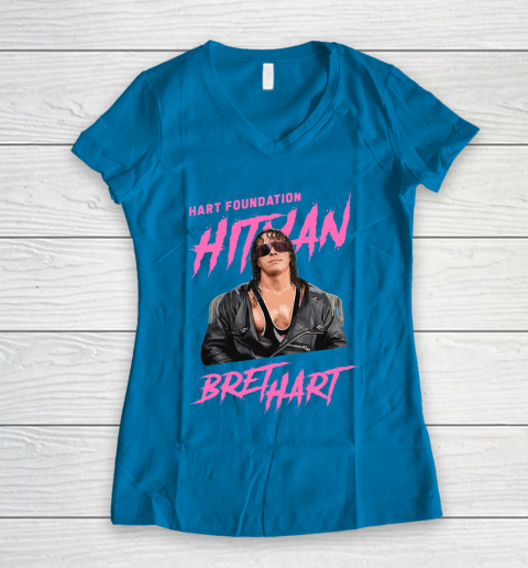 Bret Hart The Hitman Hart Foundation Women's V-Neck T-Shirt 5