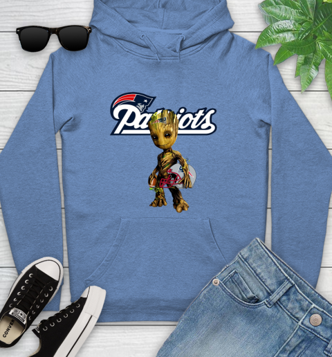 New England Patriots NFL Football Groot Marvel Guardians Of The Galaxy Youth Hoodie 12