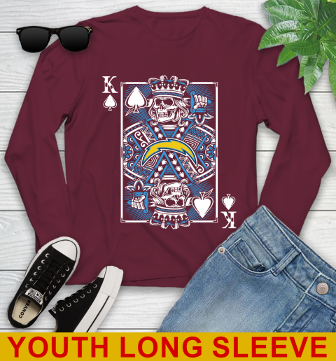 Los Angeles Chargers NFL Football The King Of Spades Death Cards Shirt Youth Long Sleeve 6