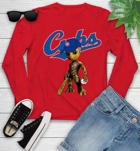 MLB Chicago Cubs Groot Guardians Of The Galaxy Baseball Youth Long Sleeve 11