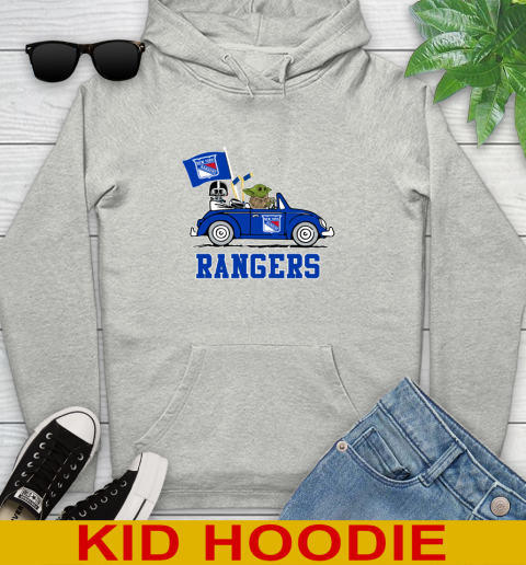 NHL Hockey New York Rangers Darth Vader Baby Yoda Driving Star Wars Shirt Youth Hoodie
