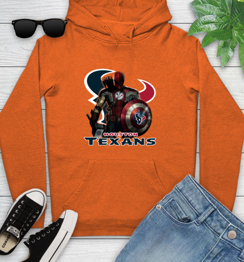 NFL Captain America Thor Spider Man Hawkeye Avengers Endgame Football Houston Texans Youth Hoodie 5