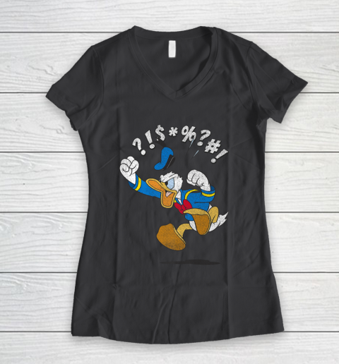 Disney Mickey And Friends Donald Angry Jump Women's V-Neck T-Shirt 6