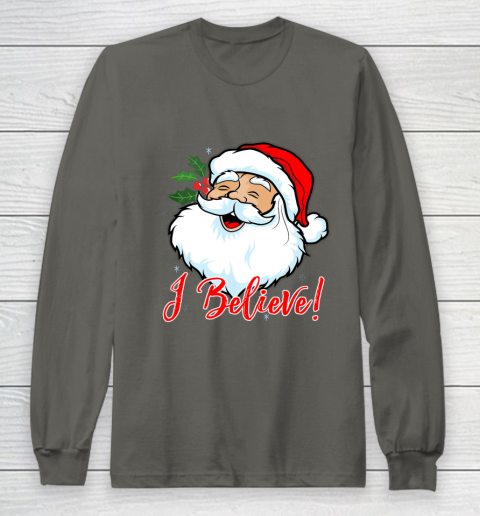 I Believe In Santa Claus T Shirt Funny Christmas Holiday Long Sleeve T-Shirt 5
