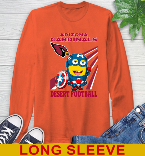 NFL Football Arizona Cardinals Captain America Marvel Avengers Minion Shirt Long Sleeve T-Shirt 4