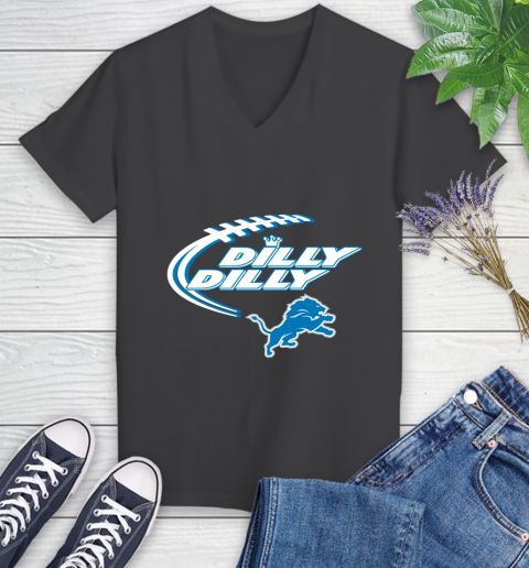 NFL Detroit Lions Dilly Dilly Football Sports Women's V-Neck T-Shirt 8