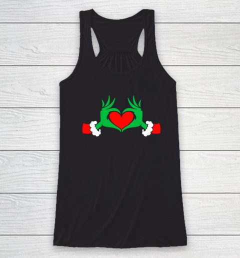 Funny Elf With Cute Heart Hands Style Christmas Costumes Racerback Tank