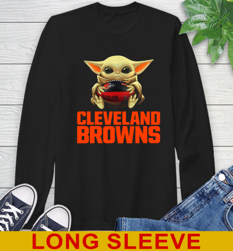 NFL Football Cleveland Browns Baby Yoda Star Wars Shirt Long Sleeve T-Shirt 2