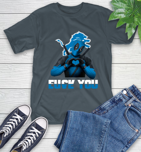 NHL Detroit Lions Deadpool Love You Fuck You Football Sports T-Shirt 10