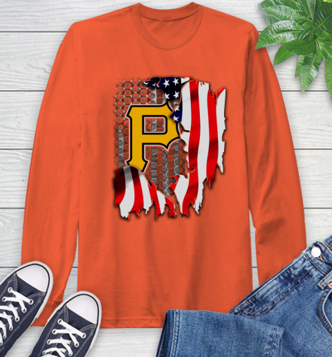 Pittsburgh Pirates MLB Baseball American Flag Long Sleeve T-Shirt 4