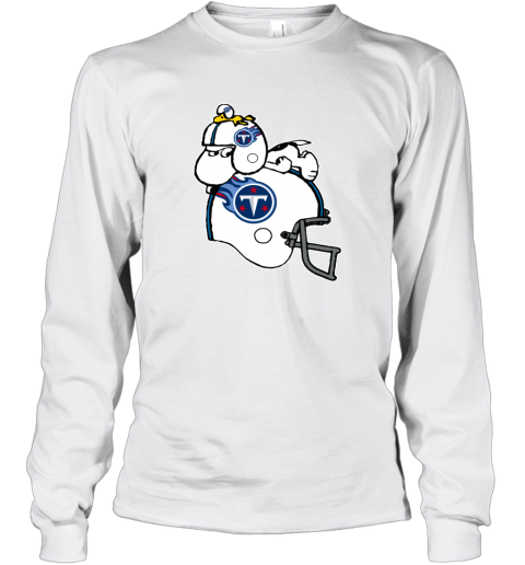 Snoopy And Woodstock Resting On Tennessee Titans Helmet bsp8 snoopy and woodstock resting on tennessee titans helmet long sleeve tee 14 front white