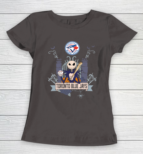 MLB Toronto Blue Jays Baseball Jack Skellington Halloween Women's T-Shirt 7