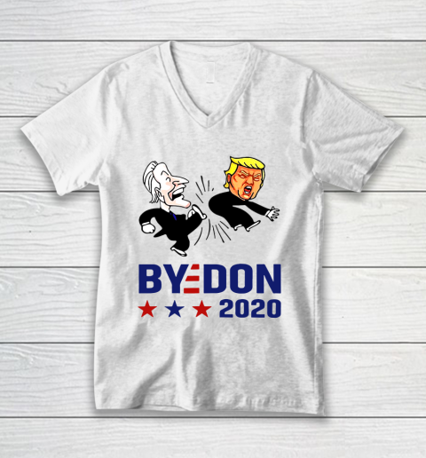 American Election 2020 Bye Don Joe Biden kick Donald Trump Funny V-Neck T-Shirt