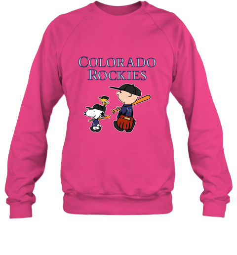 Colorado Rockies Let's Play Baseball Together Snoopy MLB Sweatshirt