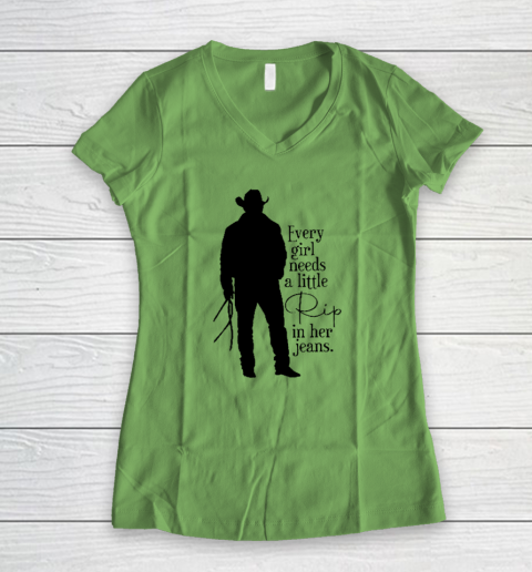 Every Girl Needs A Little Rip In Her Jeans T Shirt Women's V-Neck T-Shirt 4