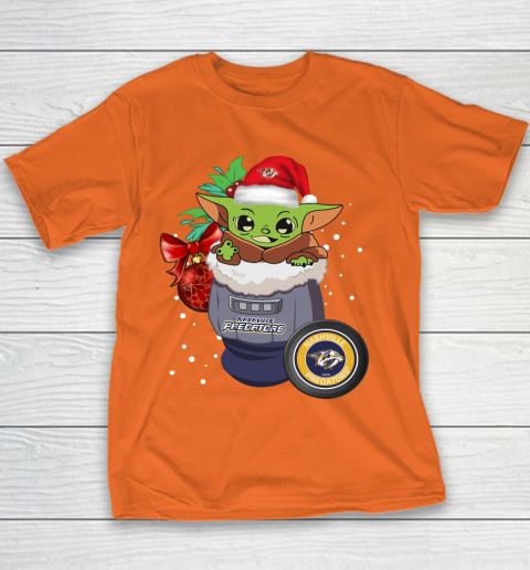 Nashville Predators Christmas Baby Yoda Star Wars Funny Happy NHL Youth T-Shirt 6