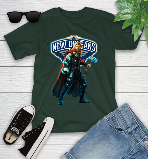 NBA Thor Avengers Endgame Basketball New Orleans Pelicans Youth T-Shirt 5