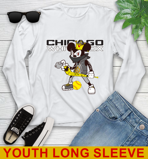Chicago White Sox MLB Baseball Mickey Peace Sign Sports Youth Long Sleeve